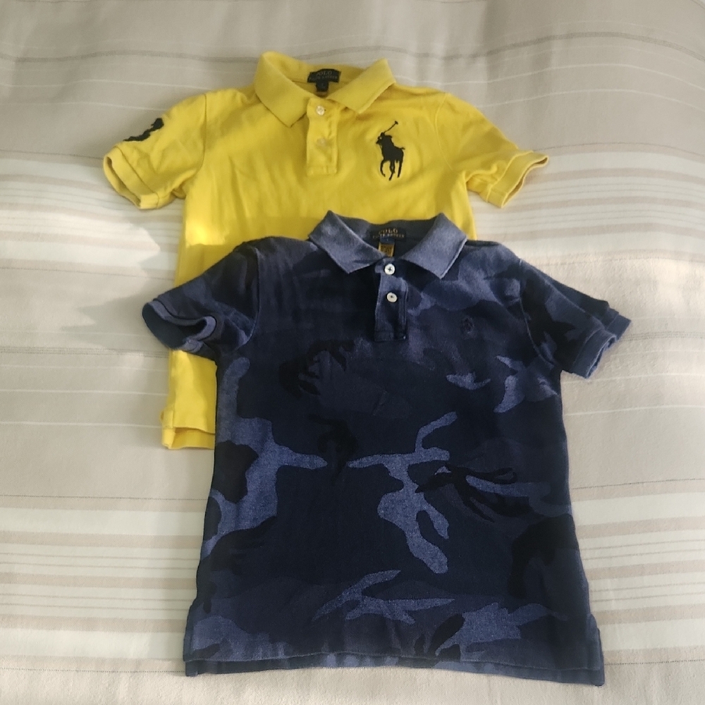 Polo by Ralph Lauren Yellow and Blue Polos Casual Shirts